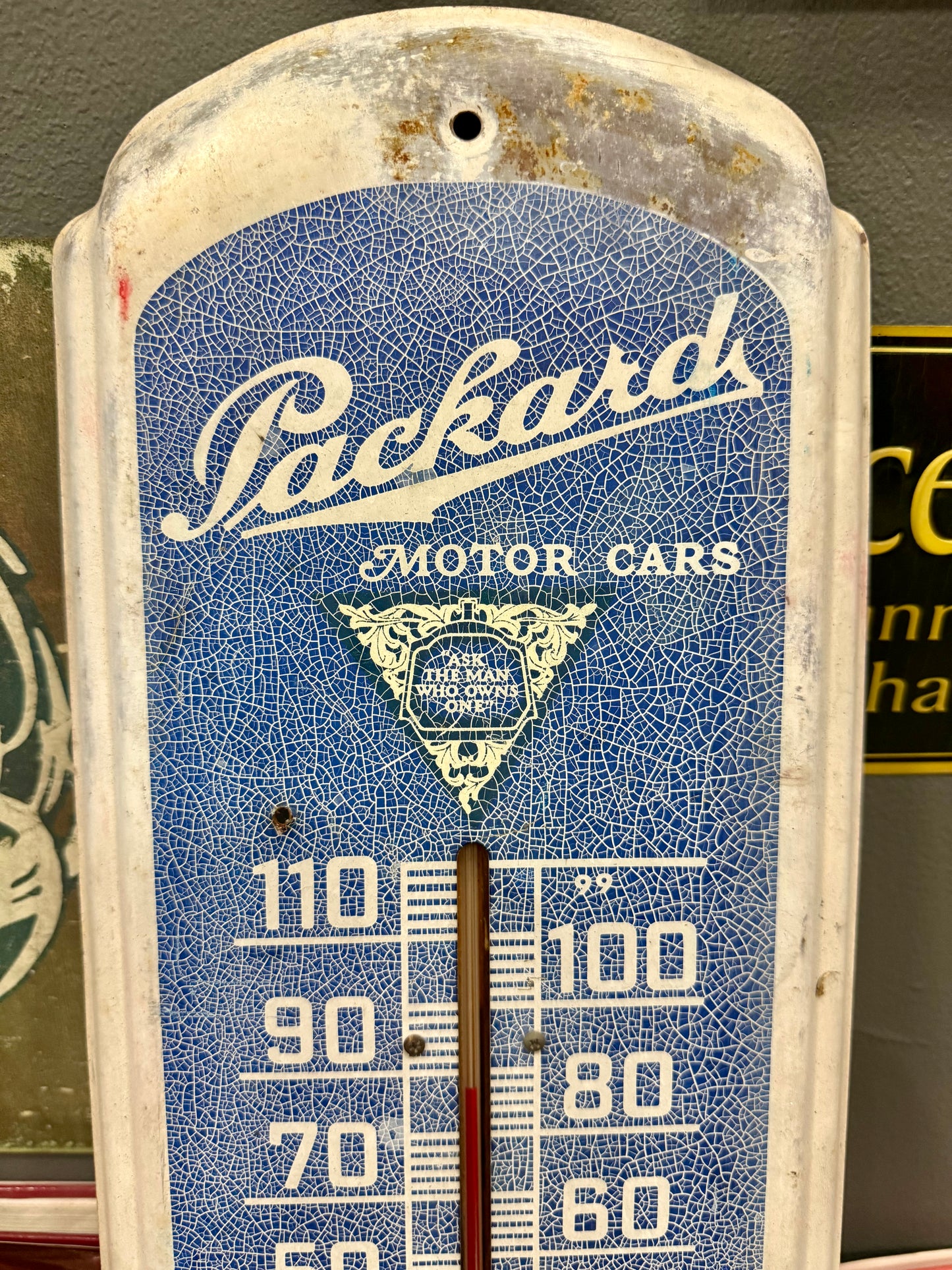 1920's packard motor cars thermometer