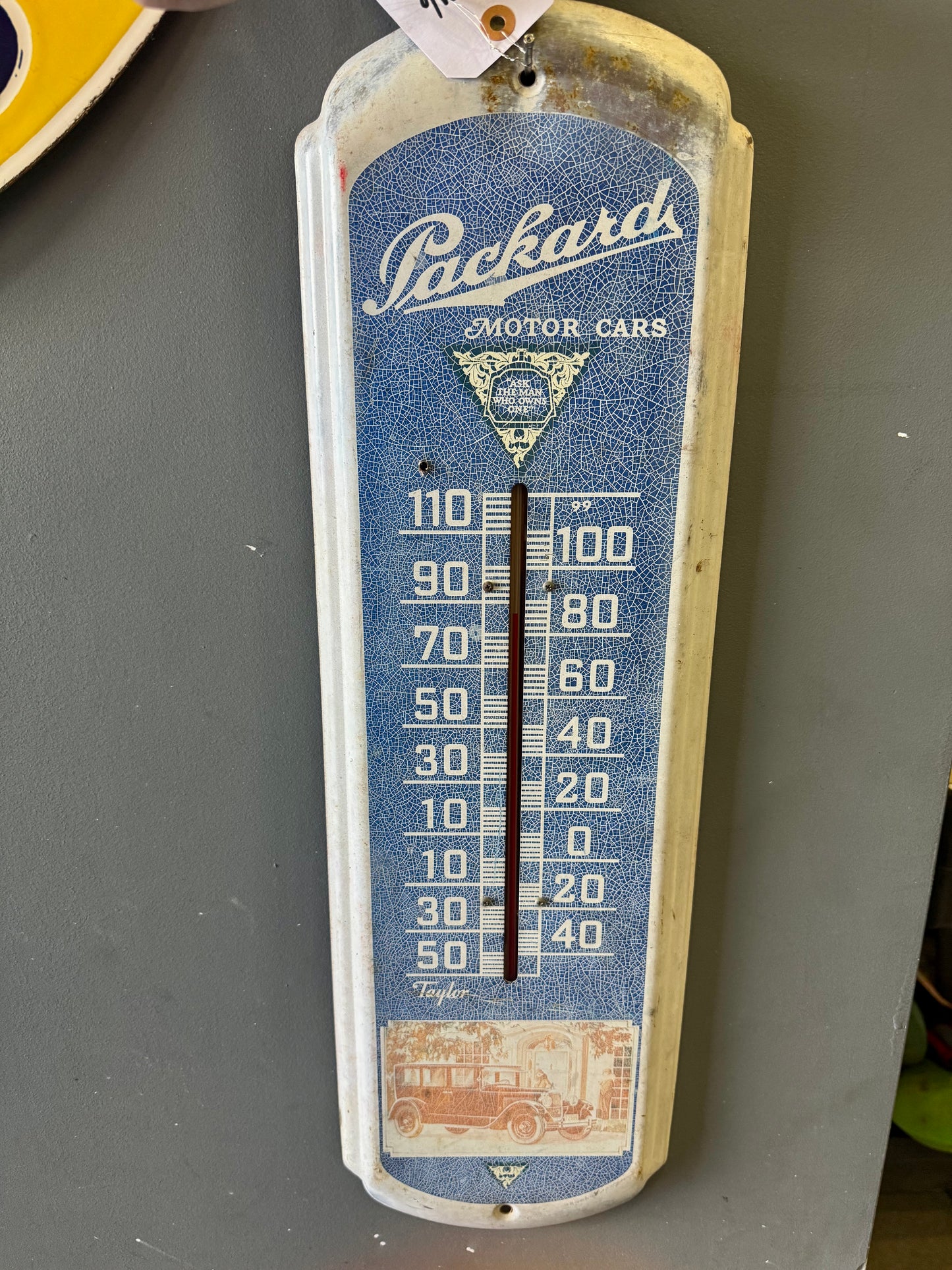 1920's packard motor cars thermometer