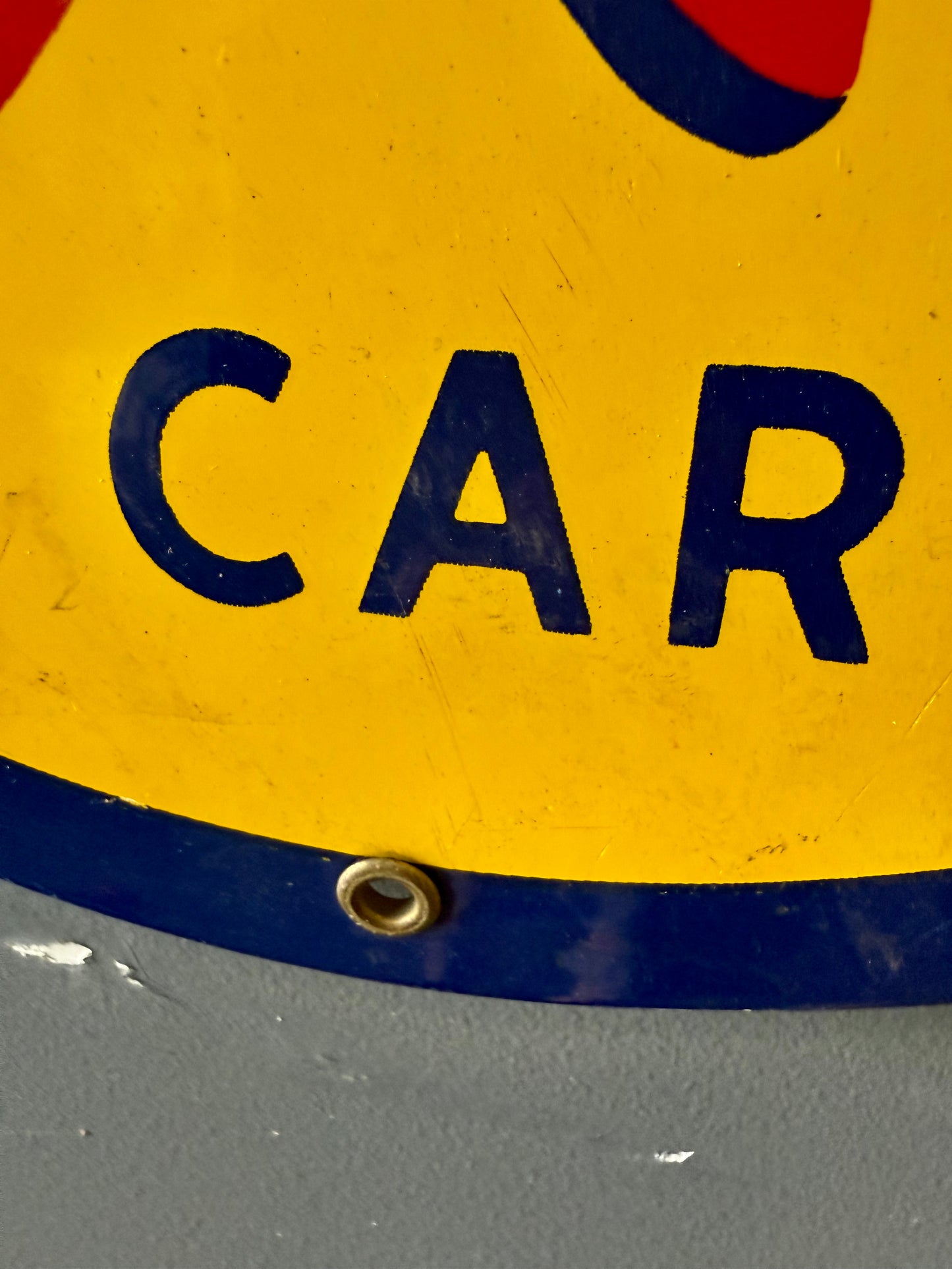 OK used cars porcelain round sign