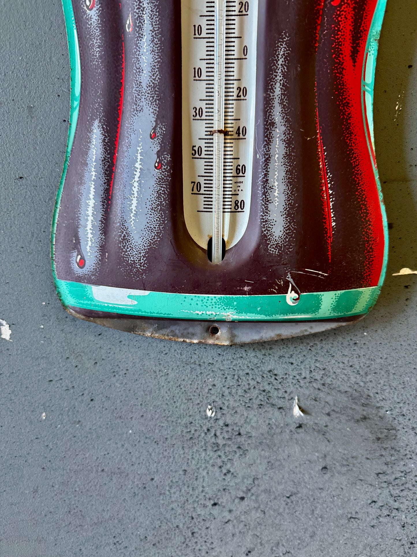 1960 Vintage Coco Cola bottle sign thermometer