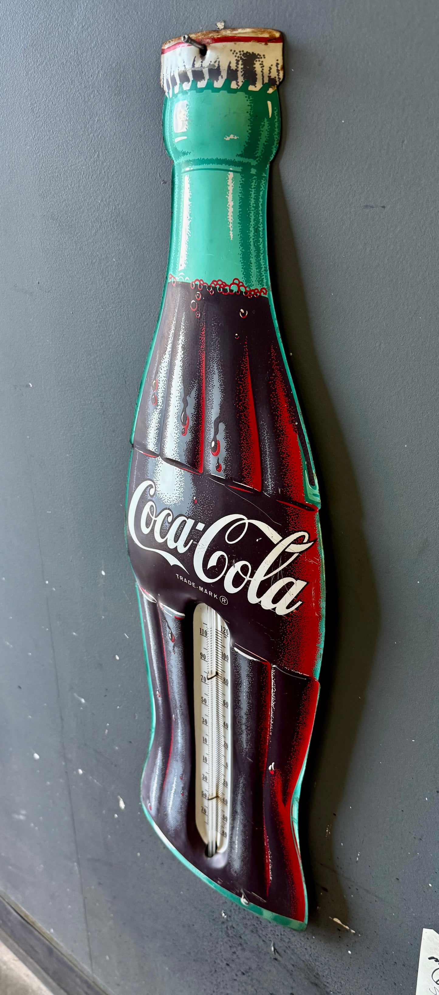 1960 Vintage Coco Cola bottle sign thermometer