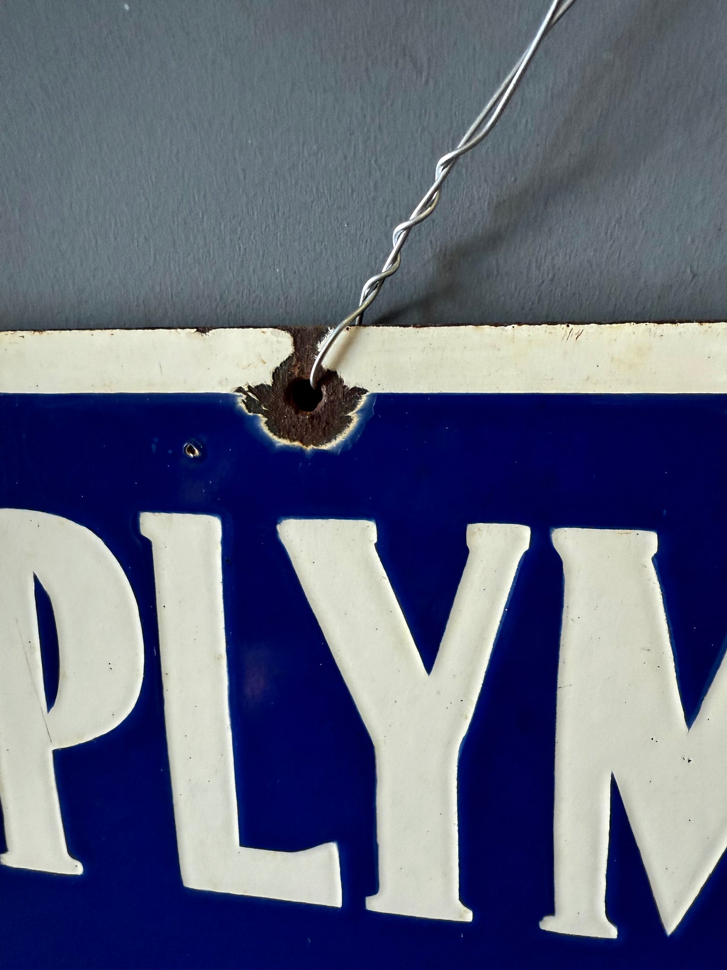 Vintage Original Porcelain Plymouth Service sign