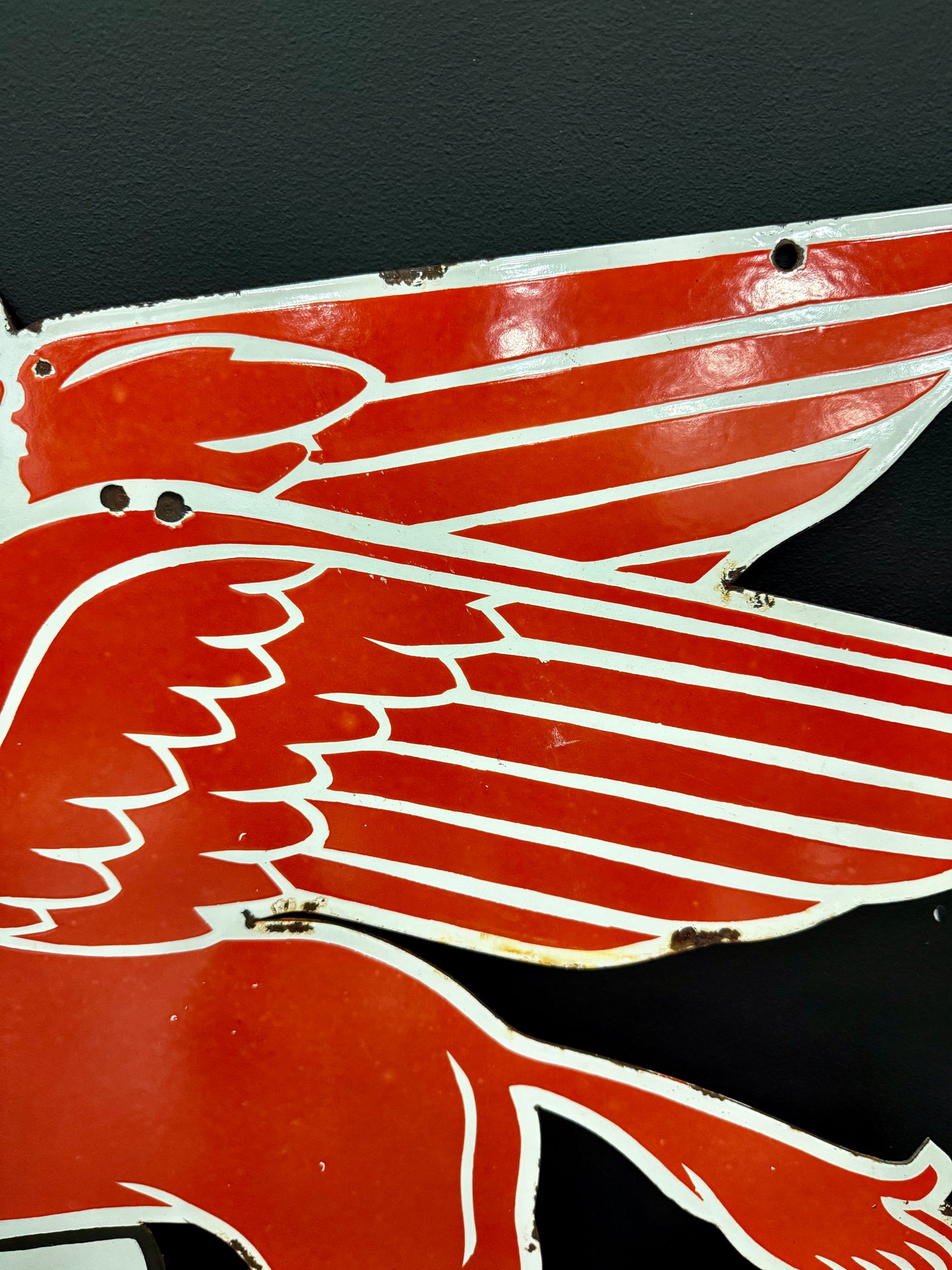 Mobil oils and greases pegasus porcelain sign