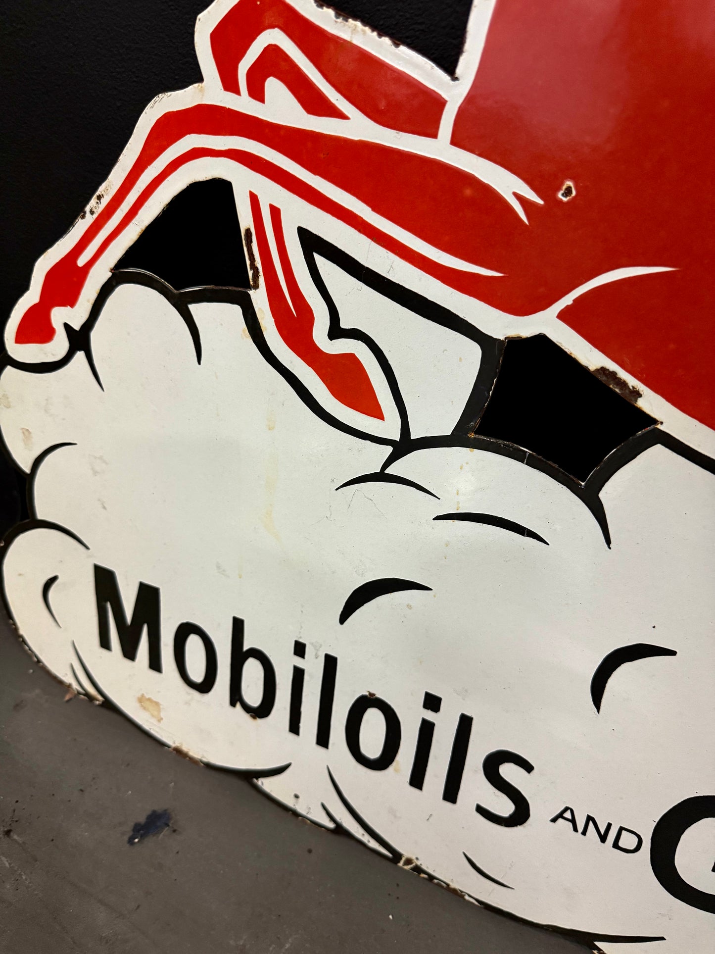 Mobil oils and greases pegasus porcelain sign