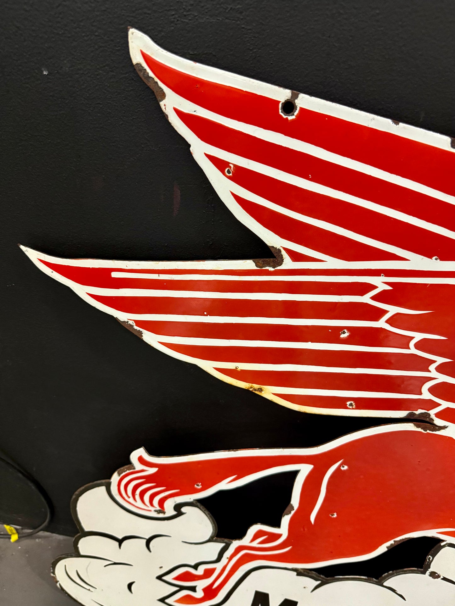 Mobil oils and greases pegasus porcelain sign