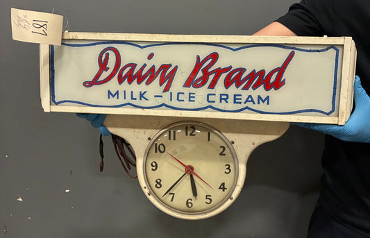 Vintage Dairy Brand Milk-Ice Cream Light Up Clock