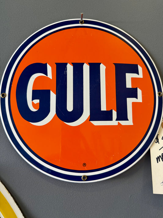 Gulf Porcelain round sign