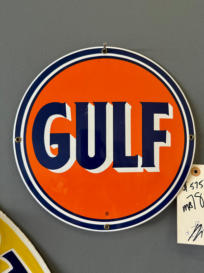 Gulf Porcelain round sign