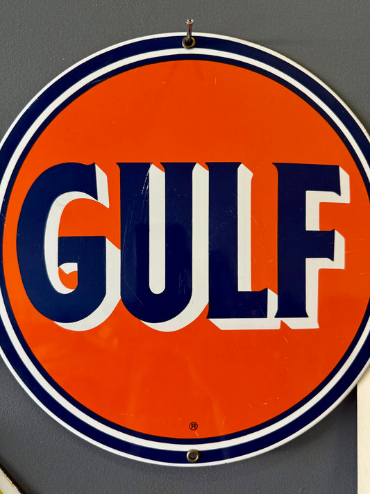 Gulf Porcelain round sign