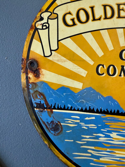 Original golden west oil company porcelain sign
