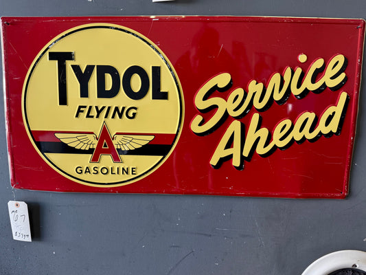 Tydol flying a gasoline embossed tin sign