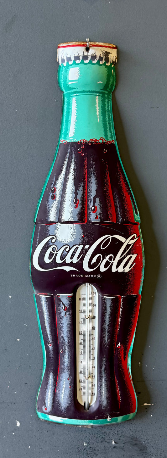 1960 Vintage Coco Cola bottle sign thermometer