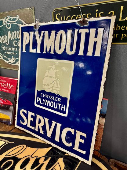 Vintage Original Porcelain Plymouth Service sign