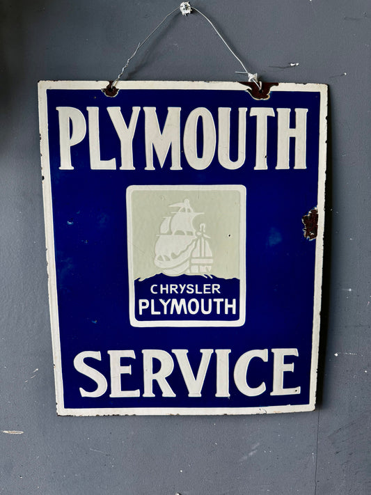 Vintage Original Porcelain Plymouth Service sign