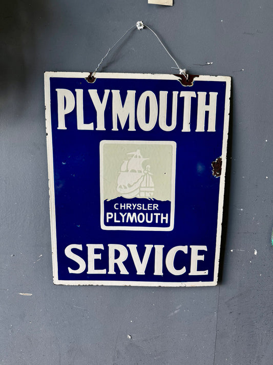 Vintage Original Porcelain Plymouth Service sign