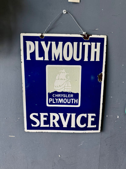 Vintage Original Porcelain Plymouth Service sign