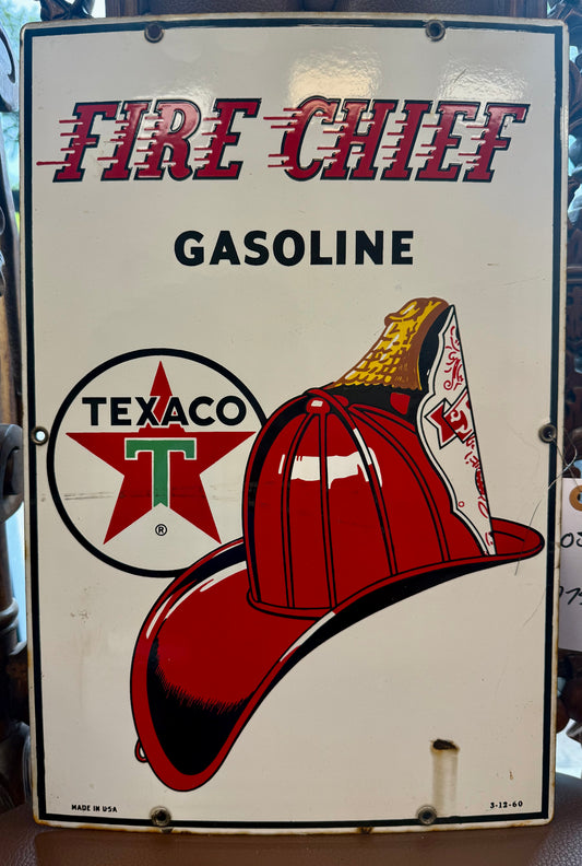 Original texaco fire chief gas porcelain sign