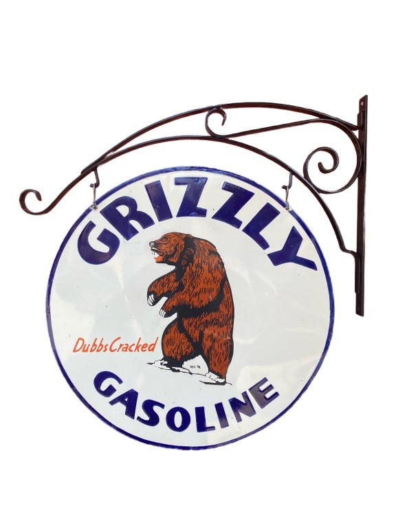 Grizzly Gasoline 30 Inch Porcelain Sign